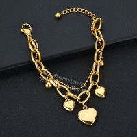 Simple Style Heart Shape Stainless Steel Plating Bracelets 1 Piece main image 2