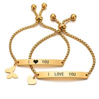 Fashion Heart Shape Crown Butterfly Stainless Steel Plating Id Bracelets 1 Piece main image 2