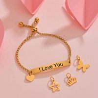 Fashion Heart Shape Crown Butterfly Stainless Steel Plating Id Bracelets 1 Piece main image 5