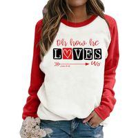 Casual Valentine's Day Fashion Letter Polyester Round Neck Long Sleeve Regular Sleeve Printing Patchwork Hoodie main image 3