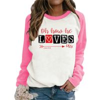 Casual Valentine's Day Fashion Letter Polyester Round Neck Long Sleeve Regular Sleeve Printing Patchwork Hoodie main image 1