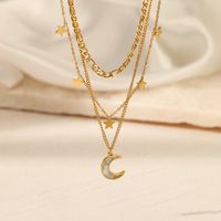 Fashion Star Moon Stainless Steel Titanium Steel Plating Pendant Necklace 1 Piece main image 5