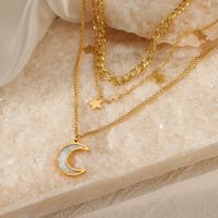 Fashion Star Moon Stainless Steel Titanium Steel Plating Pendant Necklace 1 Piece main image 4