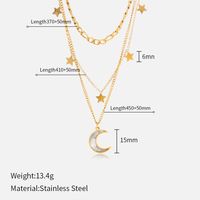 Fashion Star Moon Stainless Steel Titanium Steel Plating Pendant Necklace 1 Piece sku image 1