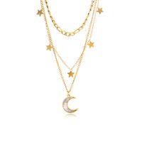 Fashion Star Moon Stainless Steel Titanium Steel Plating Pendant Necklace 1 Piece main image 2