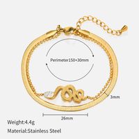 Fashion Snake Stainless Steel Plating Inlay Artificial Diamond Bracelets 1 Piece sku image 1