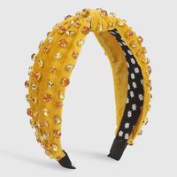 Women's Luxurious Fashion Solid Color Corduroy Knot Inlay Artificial Rhinestones Hair Band main image 4