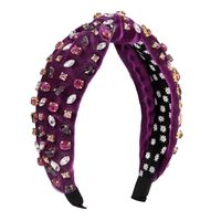 Women's Luxurious Fashion Solid Color Corduroy Knot Inlay Artificial Rhinestones Hair Band main image 6