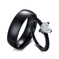 Simple Style Heart Shape Solid Color Titanium Steel Inlaid Zircon Rings main image 1