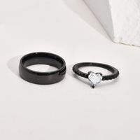 Simple Style Heart Shape Solid Color Titanium Steel Inlaid Zircon Rings main image 5
