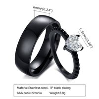 Simple Style Heart Shape Solid Color Titanium Steel Inlaid Zircon Rings main image 4