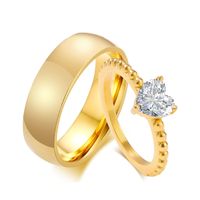 Fashion Heart Shape Solid Color Titanium Steel Inlaid Zircon Rings main image 5