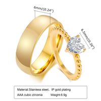Fashion Heart Shape Solid Color Titanium Steel Inlaid Zircon Rings main image 4