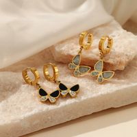 Fashion Butterfly Stainless Steel Plating Inlay Artificial Diamond Drop Earrings 1 Pair main image 3