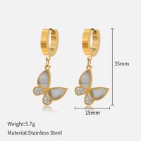 Fashion Butterfly Stainless Steel Plating Inlay Artificial Diamond Drop Earrings 1 Pair sku image 2