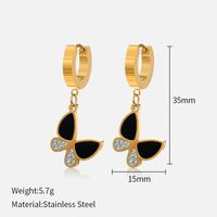 Fashion Butterfly Stainless Steel Plating Inlay Artificial Diamond Drop Earrings 1 Pair sku image 1