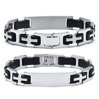 Rétro Géométrique Traverser Acier Inoxydable Polissage Hommes Bracelets 1 Pièce main image 1