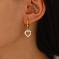 Fashion Heart Shape Stainless Steel Plating Inlay Artificial Diamond Earrings 3 Pieces main image 5