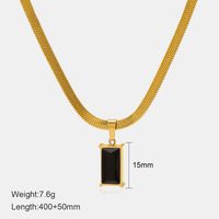 Fashion Square Stainless Steel Titanium Steel Plating Inlay Crystal Pendant Necklace 1 Piece sku image 1