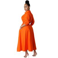 Women's Shirt Dress Fashion Turndown Long Sleeve Solid Color Maxi Long Dress Daily main image 4
