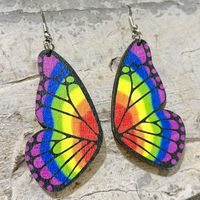 Sports Heart Shape Butterfly Wood Printing Women's Drop Earrings 1 Pair sku image 2