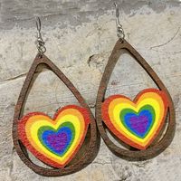 Sports Heart Shape Butterfly Wood Printing Women's Drop Earrings 1 Pair sku image 1