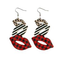 Fashion Lips Wood Printing Women's Drop Earrings 1 Pair main image 4