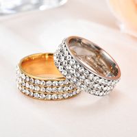 Simple Style Geometric Stainless Steel Inlay Zircon Rings 1 Piece main image 5