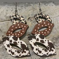 Fashion Lips Wood Printing Women's Drop Earrings 1 Pair sku image 3