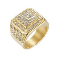 Fashion Geometric Titanium Steel Inlay Zircon Rings 1 Piece sku image 5