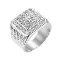 Fashion Geometric Titanium Steel Inlay Zircon Rings 1 Piece sku image 3