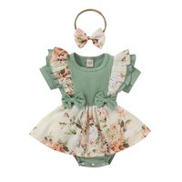 Fashion Flower Bow Knot Patchwork Cotton Polyester Baby Rompers sku image 10