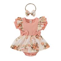 Fashion Flower Bow Knot Patchwork Cotton Polyester Baby Rompers sku image 13