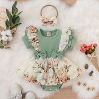 Fashion Flower Bow Knot Patchwork Cotton Polyester Baby Rompers main image 4