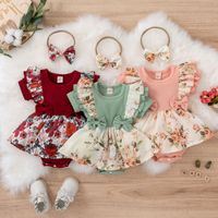Fashion Flower Bow Knot Patchwork Cotton Polyester Baby Rompers main image 1