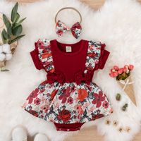 Fashion Flower Bow Knot Patchwork Cotton Polyester Baby Rompers main image 6