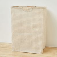 Simple Bamboo Handle Solid Color Fabric Storage Basket Wholesale Nihaojewelry sku image 1