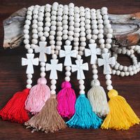 Ethnic Style Cross Wood Beaded Women's Sweater Chain 1 Piece main image 3