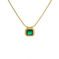 Retro Geometric Titanium Steel Inlay Artificial Gemstones Necklace 1 Piece main image 3