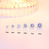 Fashion Solid Color Sterling Silver Inlay Zircon Ear Studs 1 Pair main image 3