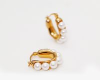 1 Paire Style Vintage Forme En U Placage Acier Au Titane Perles Artificielles Des Boucles D'Oreilles main image 5
