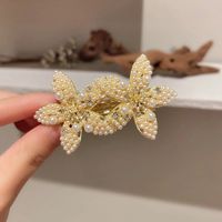 Fashion Flower Alloy Inlay Artificial Pearls Rhinestones Hair Clip 1 Piece sku image 3