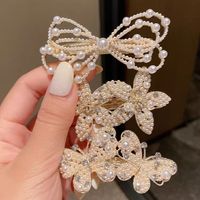 Fashion Flower Alloy Inlay Artificial Pearls Rhinestones Hair Clip 1 Piece main image 2