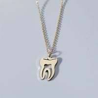 Simple Style Teeth Titanium Steel Plating Hollow Out Gold Plated Pendant Necklace Long Necklace sku image 1