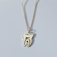 Simple Style Teeth Titanium Steel Plating Hollow Out Gold Plated Pendant Necklace Long Necklace main image 1