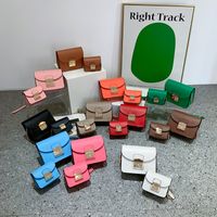 Women's Small Pu Leather Solid Color Fashion Square Lock Clasp Crossbody Bag main image 1