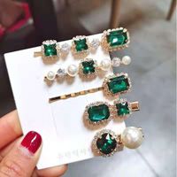 Simple Style Square Alloy Plating Inlay Rhinestones Pearl Hair Clip 1 Set main image 5