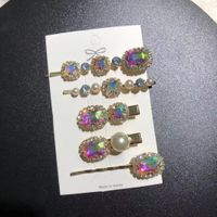 Simple Style Square Alloy Plating Inlay Rhinestones Pearl Hair Clip 1 Set sku image 11