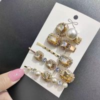 Simple Style Square Alloy Plating Inlay Rhinestones Pearl Hair Clip 1 Set sku image 15