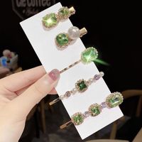 Simple Style Square Alloy Plating Inlay Rhinestones Pearl Hair Clip 1 Set sku image 6